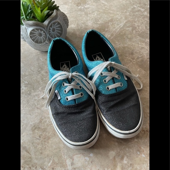 VANS Old Skool Athletic Shoes Glitter Teal / Black - Picture 1 of 12